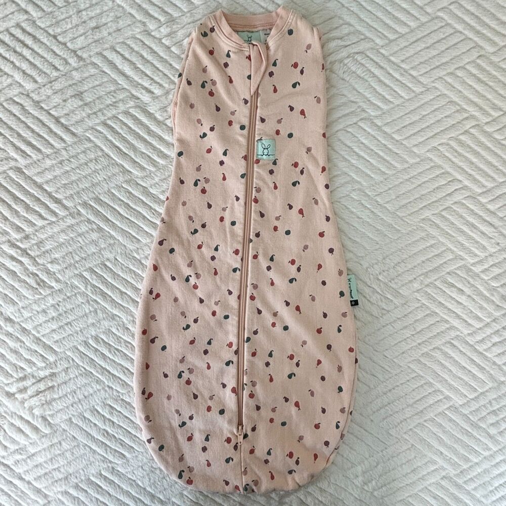 ergoPouch Size 000 0-3M Pink Fruit Print Zip Sleep Sack Swaddle 1.0 TOG